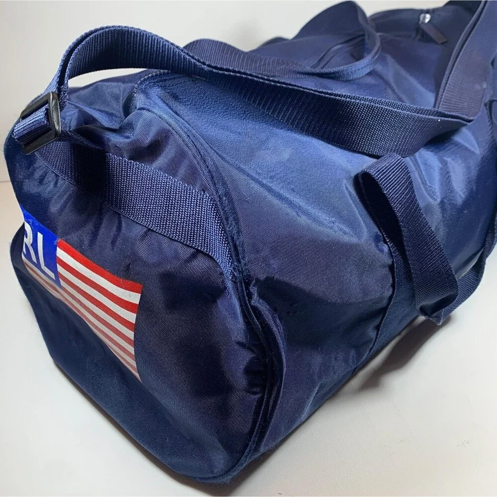 Vintage Polo Sport Ralph Lauren Duffle Bag Navy Blue 90s Gym Travel Luggage RL